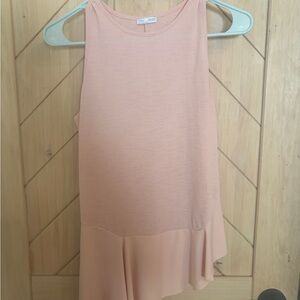Peach Pink Sleeveless Ruffle Hem Top